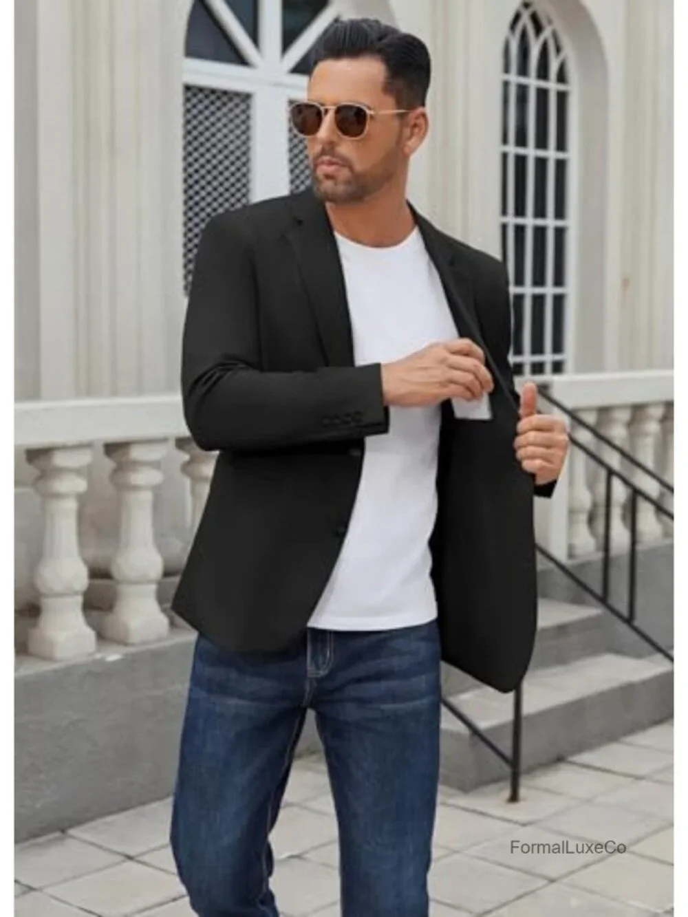 Men's Casual Blazer Regular Fit Lightweight Two Button Suit Jacket